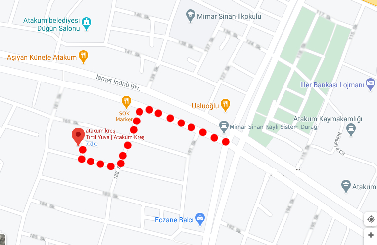 Atakum Tırtıl Yuva kreş ve anaokulu yol tarifi
